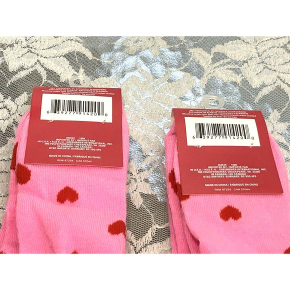 NWT Women's Two Pairs Of Knee High Socks Pink And Red Hearts in Sizes 5 -9 - Picture 5 of 5